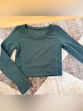Nike Women's Long Sleeve Crop Top - Teal Green